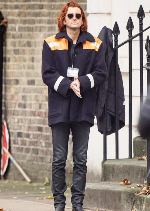 David Tennant on the set filming ‘Good Omens’...