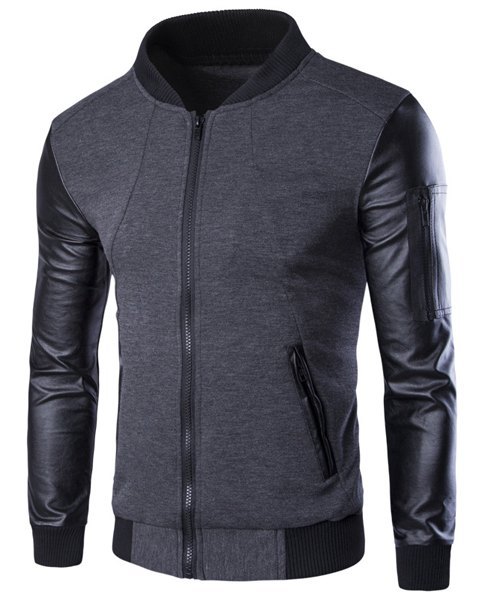 Neutral Nova Man — $14.46 Grey jacket with leather sleeves. Order it...