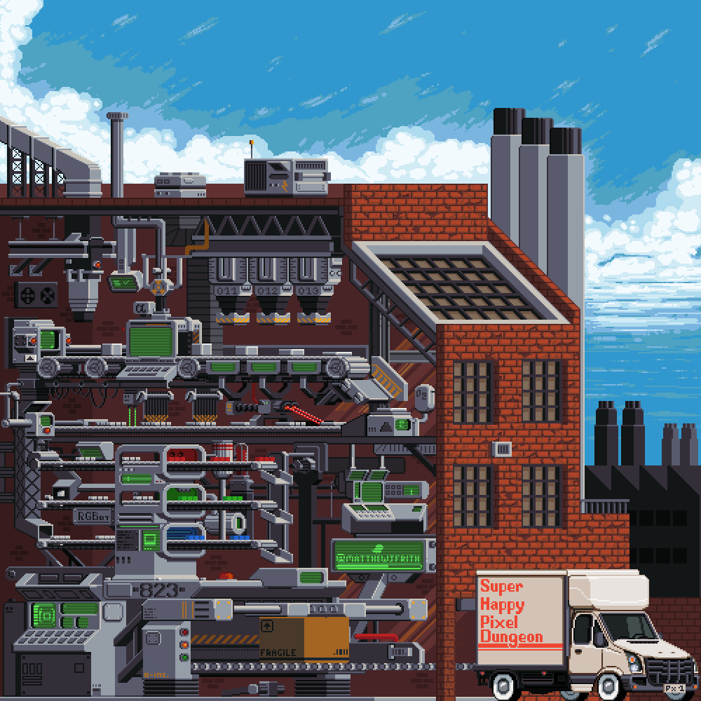 Pixel factory parasite in city