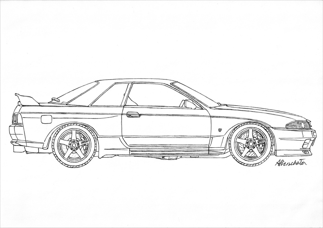 Download Paper Garage Car Drawings — Nissan Skyline GTR R32 A ...