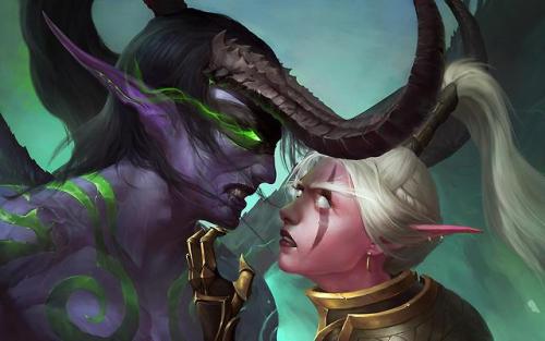 worldofwarcraftart:Illidan & Maiev | by sT Source:...