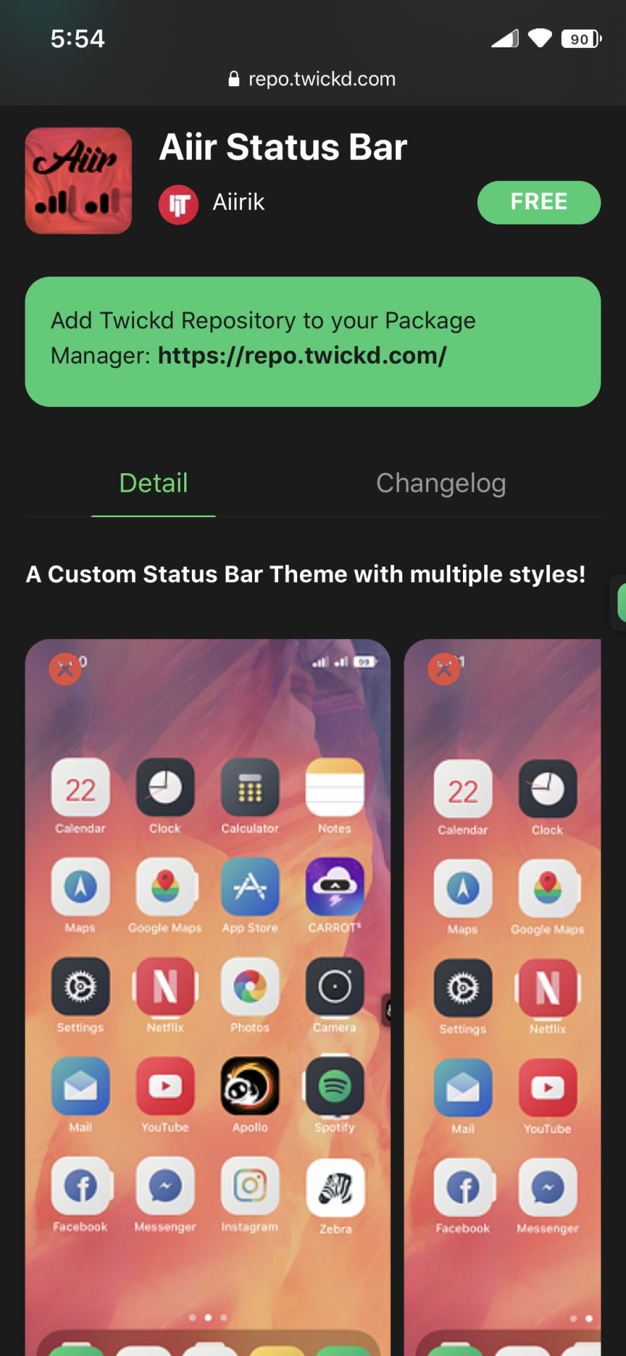 cydia snowboard statusbar theme