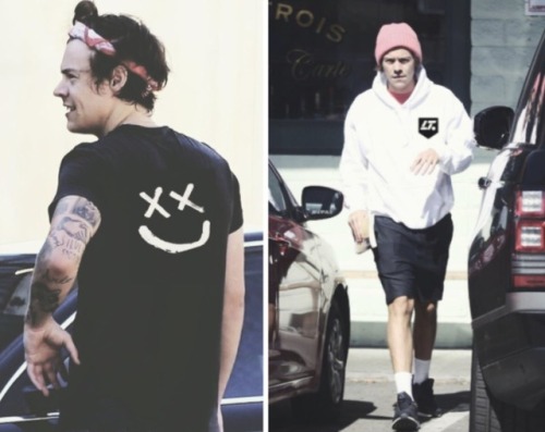 harry wearing harry loves louis shirt