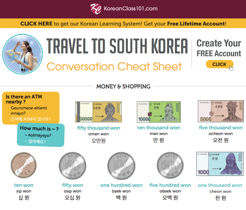 Learn Korean KoreanClass101 Korean Currency Won