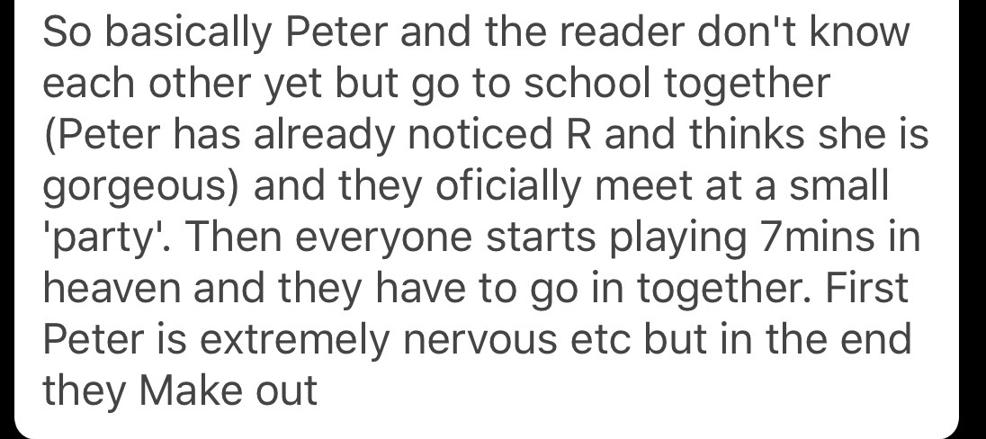 Fandom Imagines 7 Minutes In Heaven Peter Parker Imagine