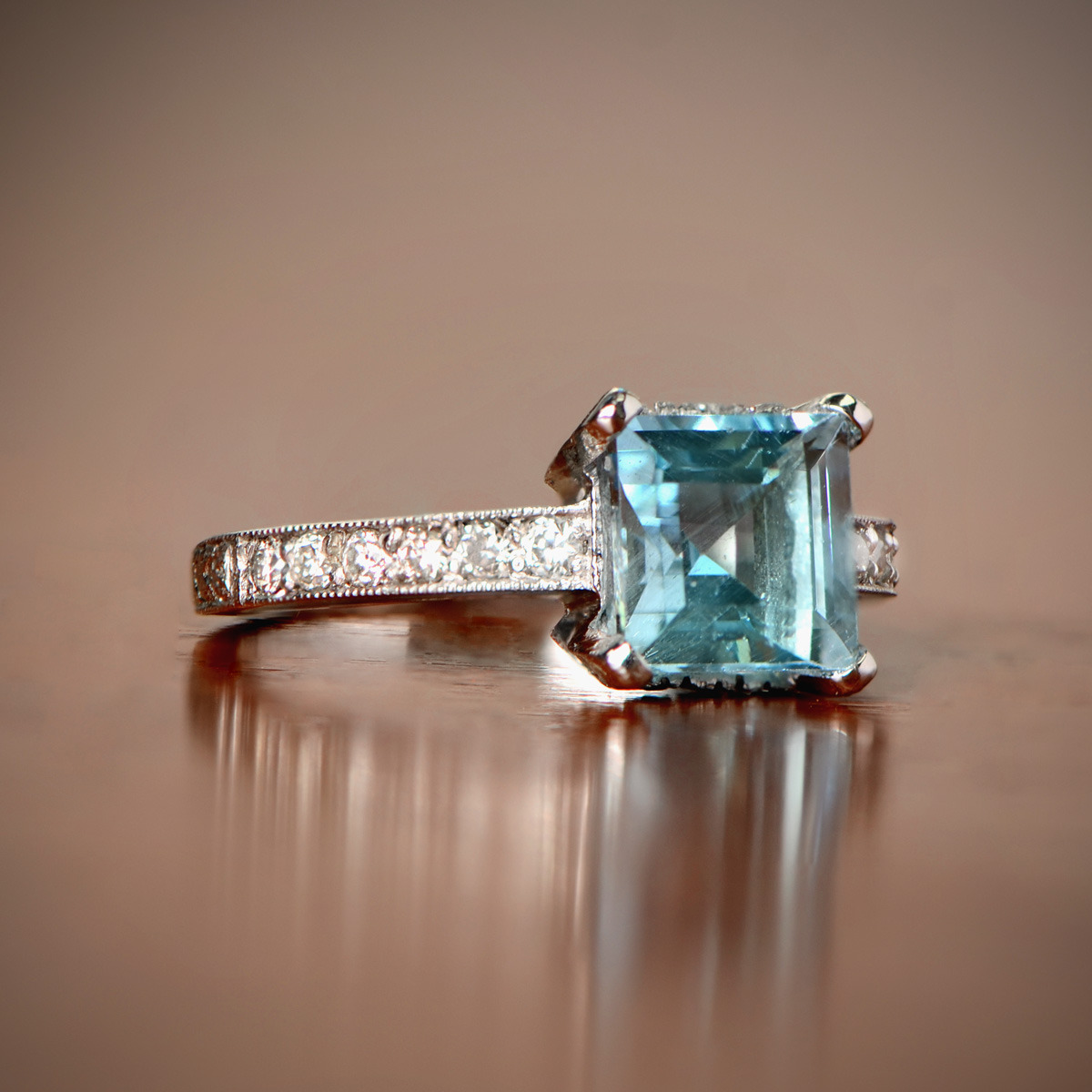 Estate Diamond Jewelry — Vintage Asscher Cut Diamond Engagement Ring...