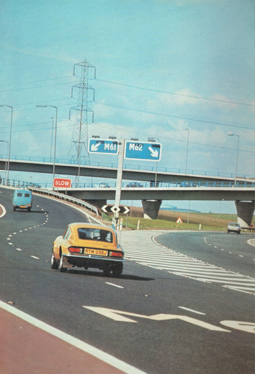 c86:Worsley braided interchange from Yorkshire Motorway, the...