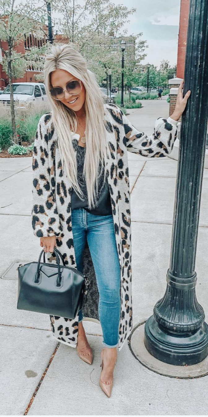 50+ Cozy Outfit Ideas You Need - #Fashion, #Outfit, #Happy, #Fashionistas, #Top Who else is officially obsessed with animal print this season?!?! I linked ALL the amazing animal print cardihere for yaShop my look by following me on the Liketoknowit App or click on the link in my bio and then click on the pic you want to shop:   