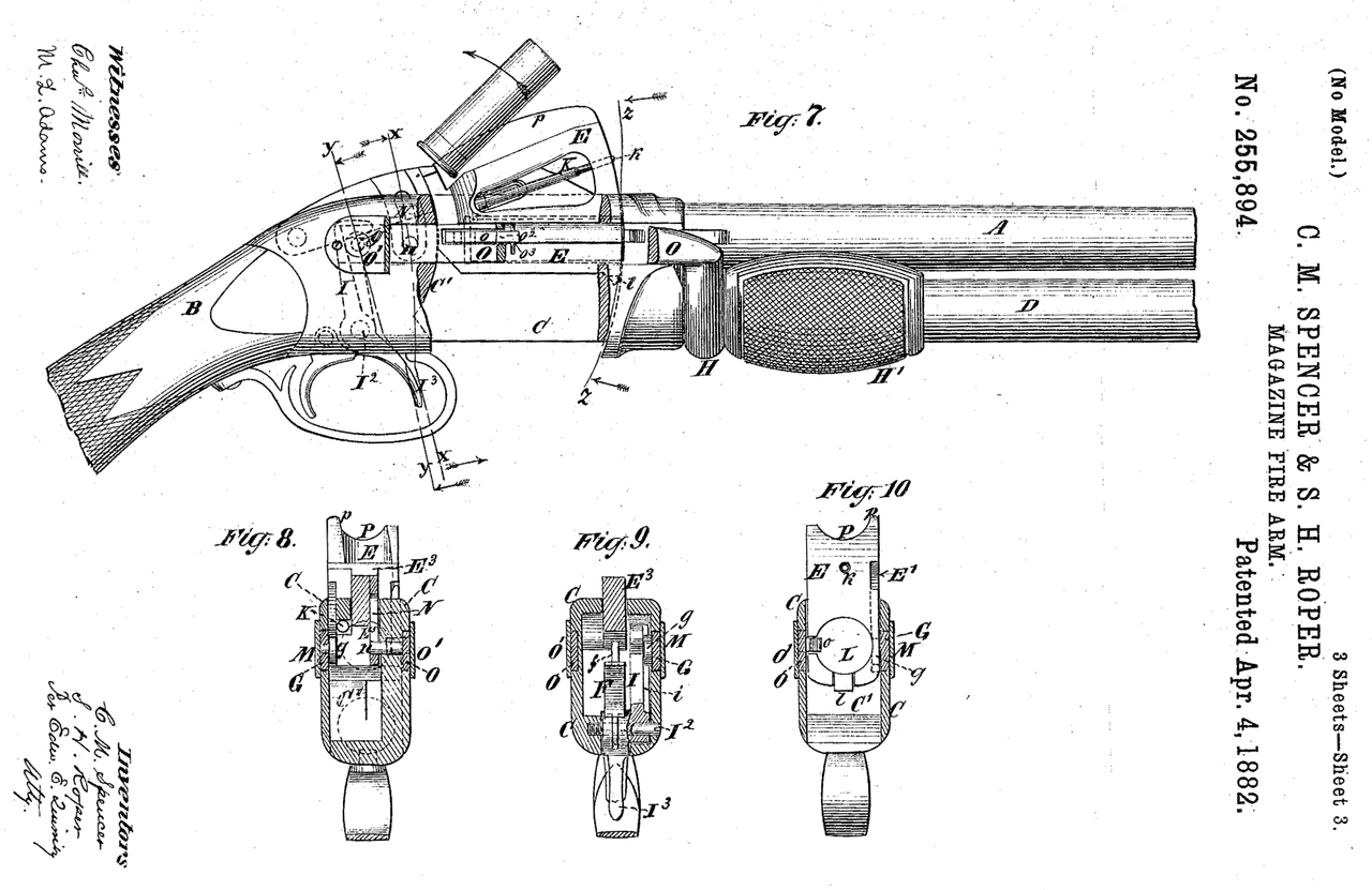 Чертеж ружья. Спенсер 1882. Помповый дробовик чертеж. Ружье Спенсер 1882 устройство. Дробовик Спенсер 1882.