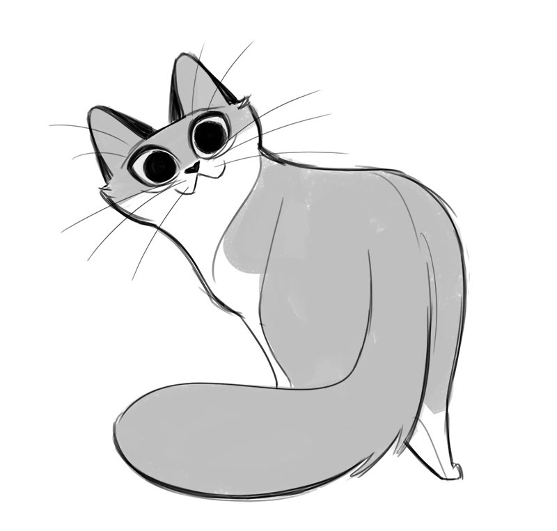 50+ Cute Grey Cat Drawing Aleya Wallpaper