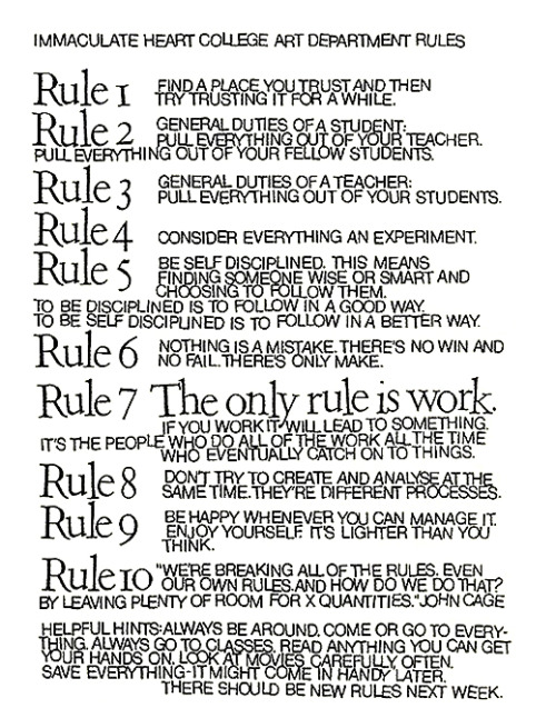 acehotel:Rules by Sister Corita Kent.