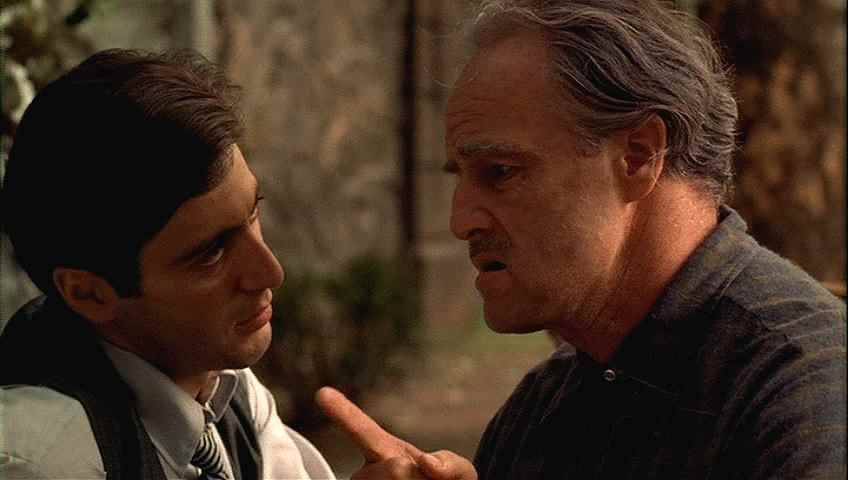 heroesandlegacies — Al Pacino and Marlon Brando in “The Godfather”...