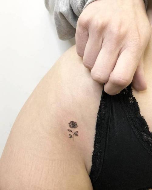 By Joanna Roman, done at Chronic Ink Tattoos, Toronto.... flower;small;single needle;micro;joannaroman;tiny;rose;ifttt;little;nature;pelvis