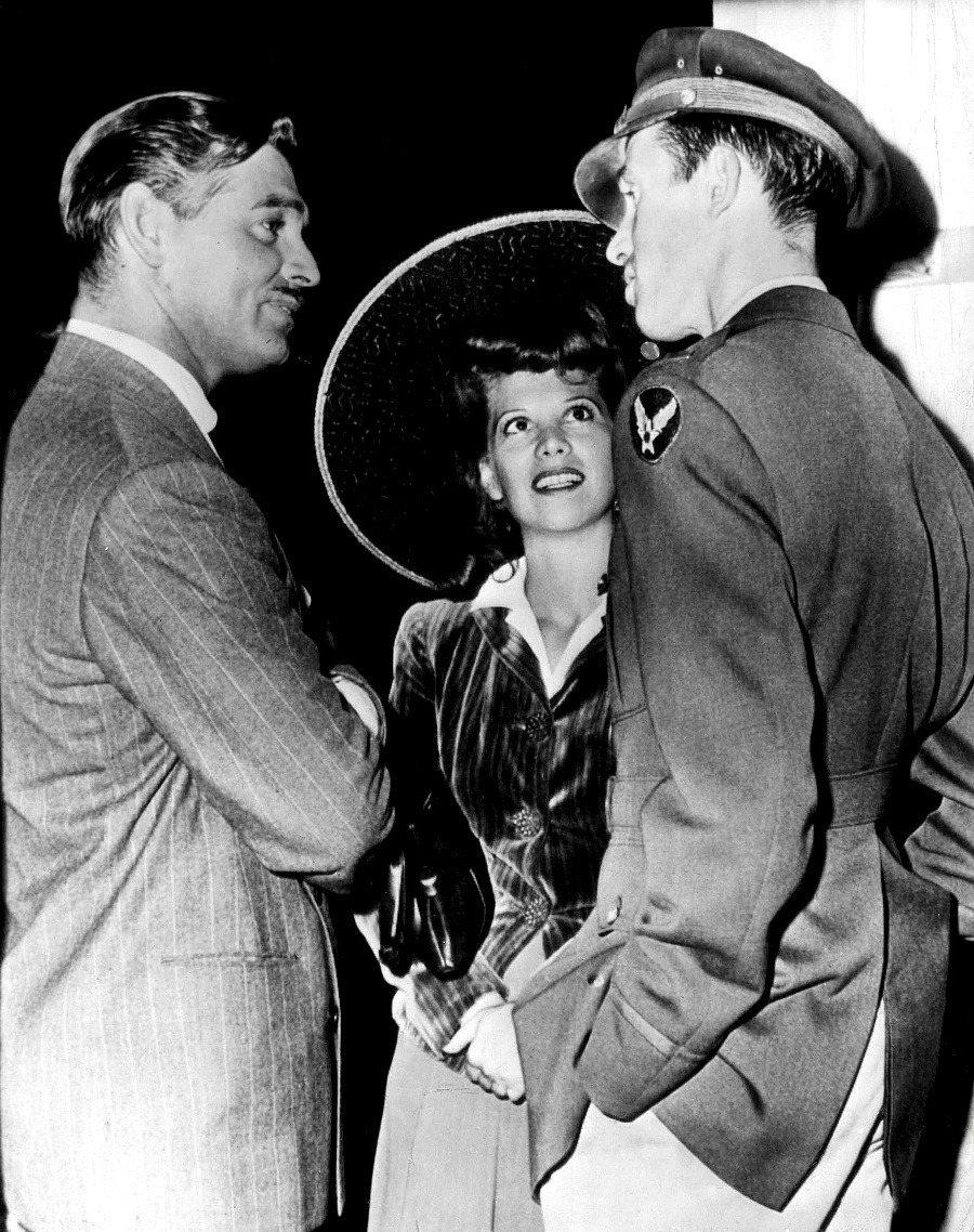 Clark Gable, Dinah Shore and Jimmy Stewart, circa...