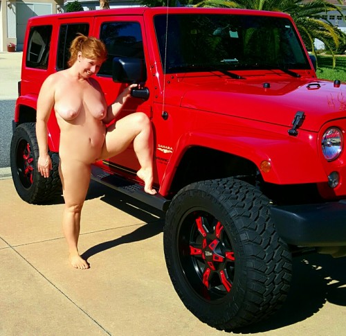 idareyoucontest:My wife Chelly Wall with our jeep in our front...