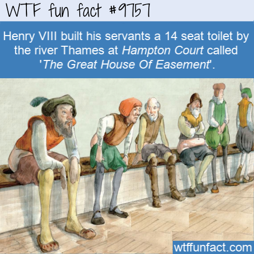Amazing Random Fact: Henry VIII built his servants a 14 seat toilet by the river Thames at Hampton Court called ‘The Great House Of Easement’.