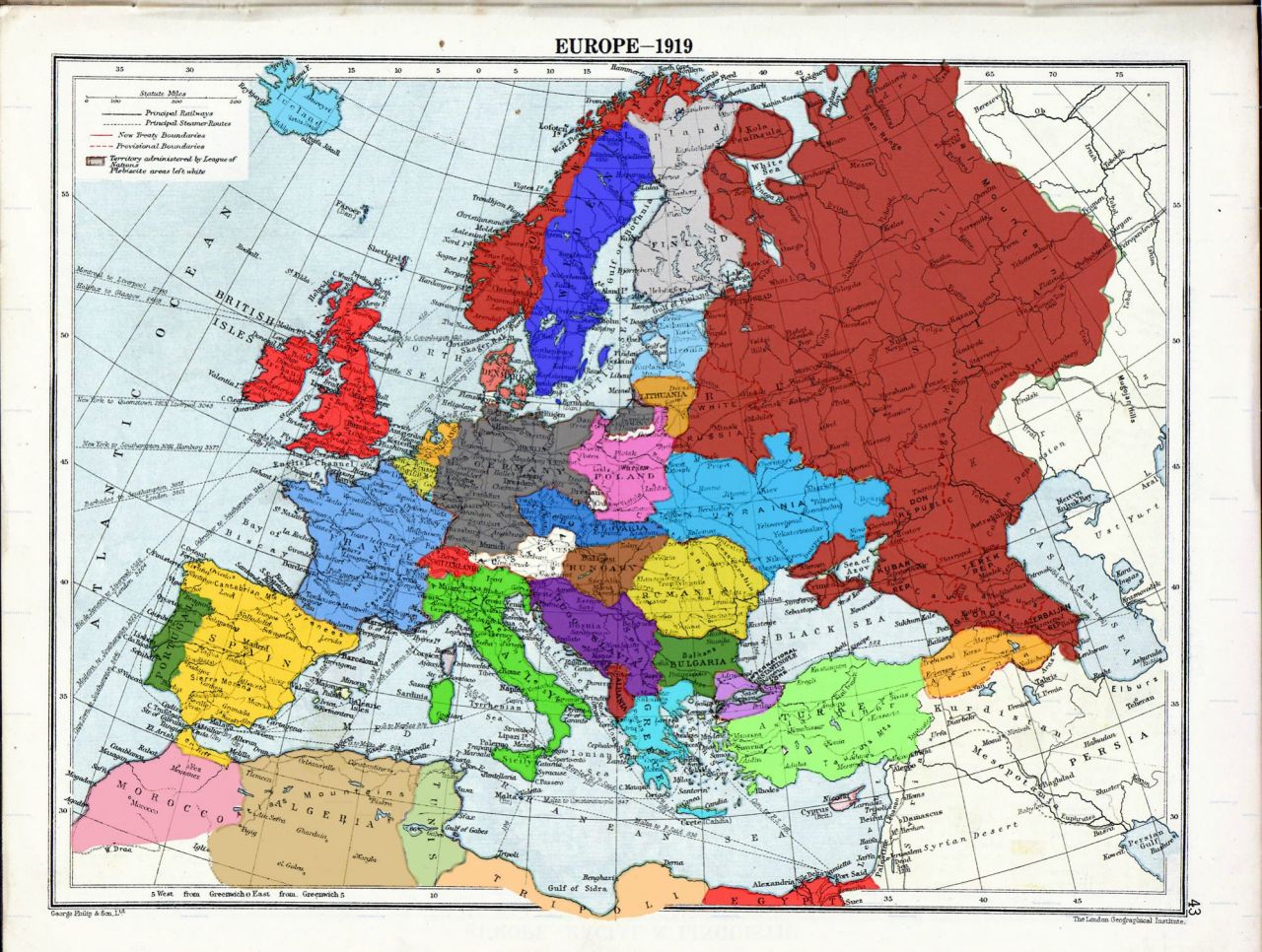 A coloured map of post WW1 Europe - Maps on the Web