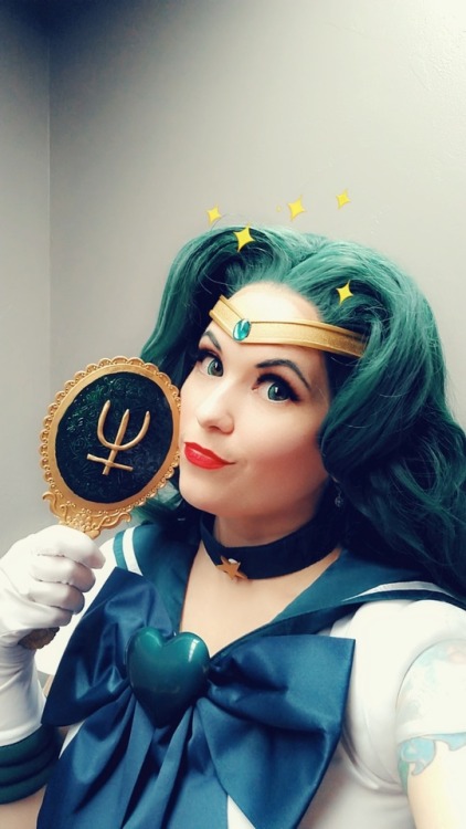 Goofing off in the studio as Sailor Neptune.