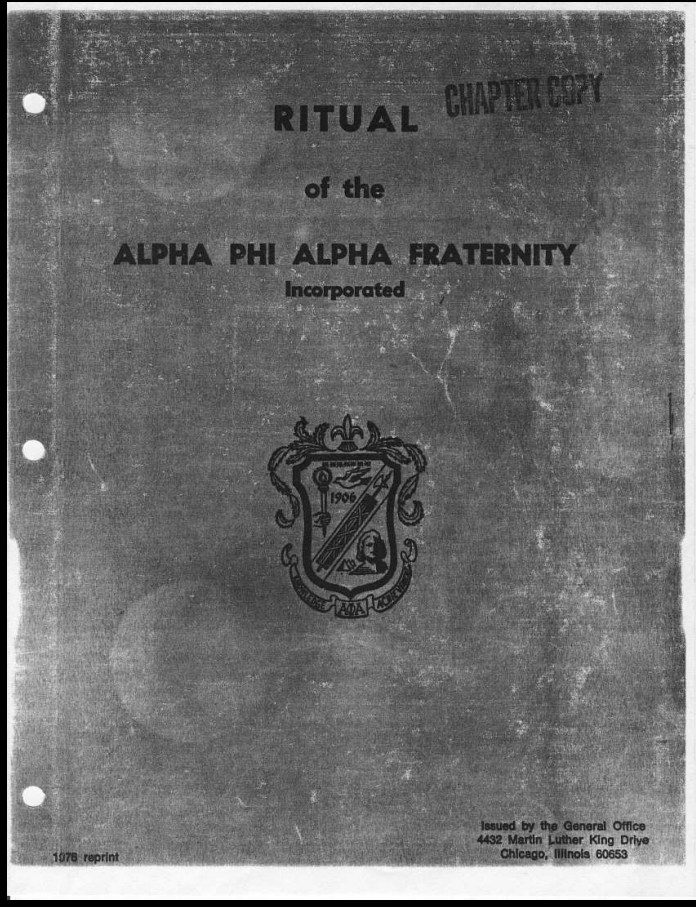 Nphc Greek Rituals — Alpha Phi Alpha Initiation Ritual 1976 Order Of...