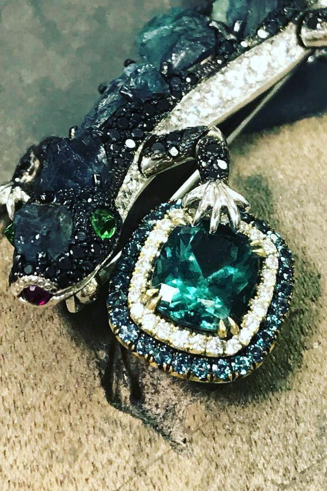 black diamond ring, jewelry repair, love, stylish, streetphotography Alexis putting her stamp of approval on this new blue-green tourmaline Duet pendant - just in time for the Luxury by JCK Show starting Friday.  , AlexisInAction , OhMyOmi , omiprive , luxurybyjck LUX916 