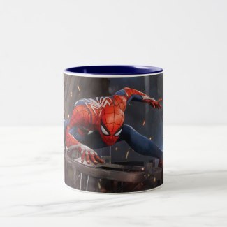 Marvel's Spider-Man | Landing on Webbed Helicopter Two-Tone Coffee Mug