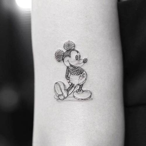 By Sanghyuk Ko · MR.K, done at Bang Bang Tattoo, Manhattan.... mouse;small;animal;tricep;tiny;mrk;disney;rodent;cartoon;ifttt;little;mickey mouse;film and book;disney character;sketch work;cartoon character;fictional character