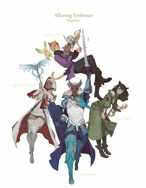 Drawings of my group on FFXIV. Our Free Company: Alluring...