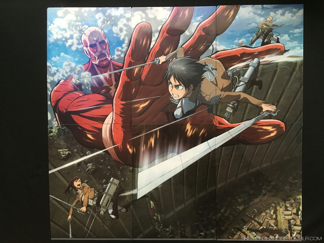 Colossal <b>Titan</b> confronting Eren, Connie, and Sasha.