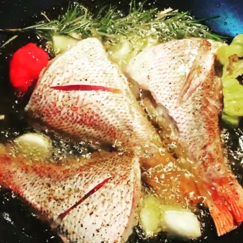 Red Snapper, Fry Bammy, Sorrel & Ginger… #ChefShit...