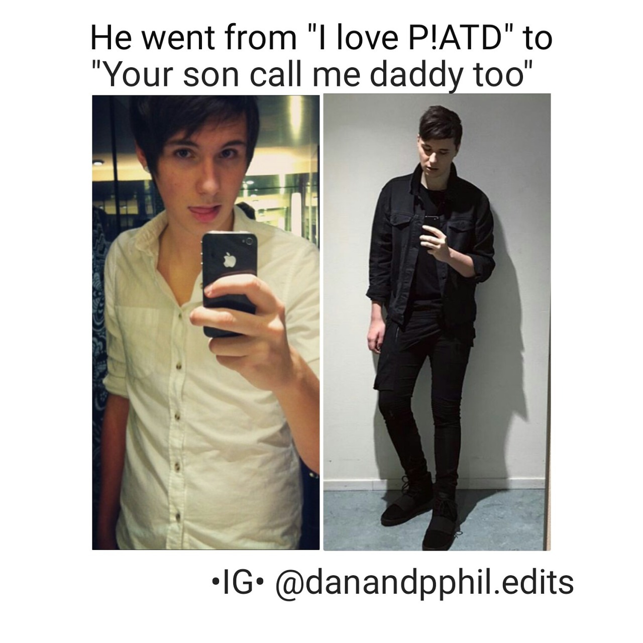 Dan and Phil original edits — First mirror selfie Vs. Most recent