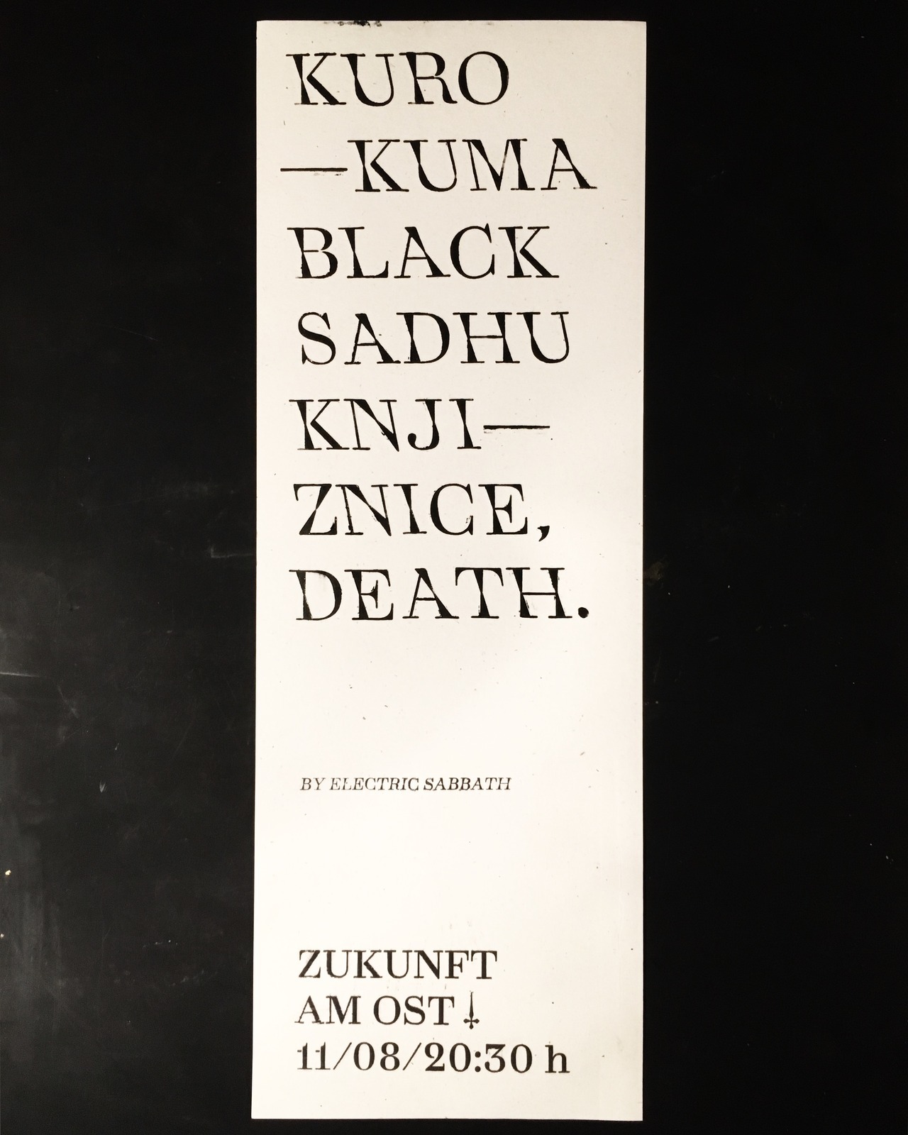 Kurokuma / Black Sadhu / Knjižnice, Death. // Electic Sabbath // Zukunft am Ostkreuz / Berlin // block print and acetone transfer on 300 gsm eggshell paper