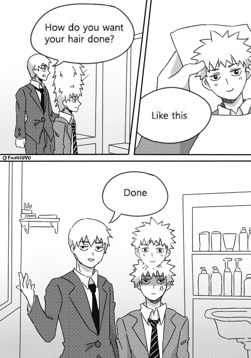 pinenappo:If Reigen was a barber (I love the #RedrawReigen tag...