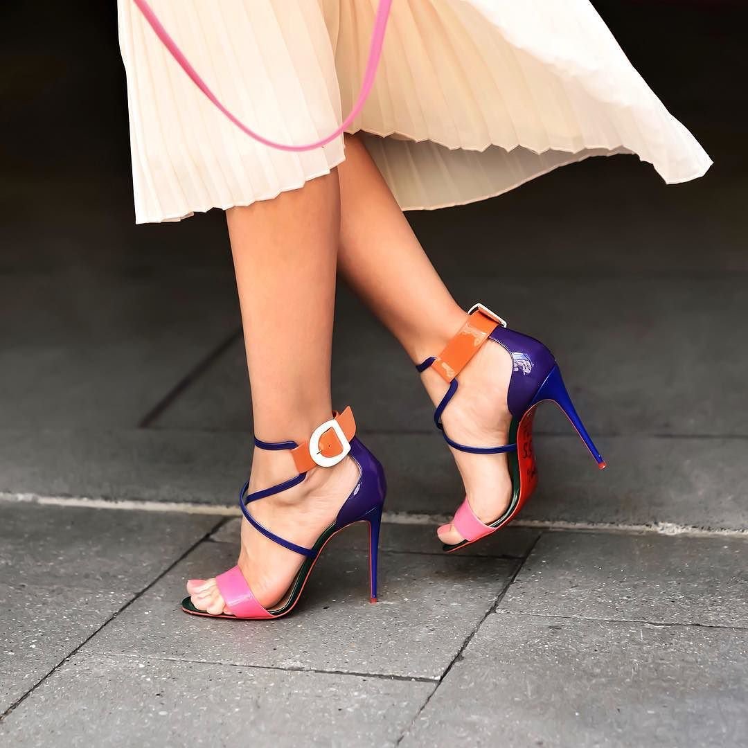 christian louboutin elasticized strap leather sandals
