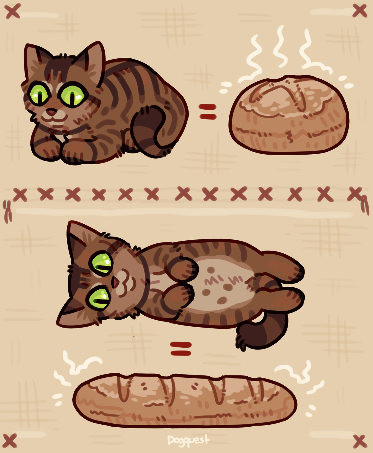 professional furry — pure bread cat ; loaf mode & baguette mode 🍞