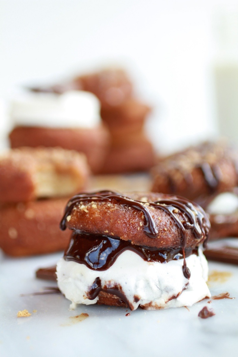 S’more Donut Sandwich with Easy Homemade Beer Marshmallows