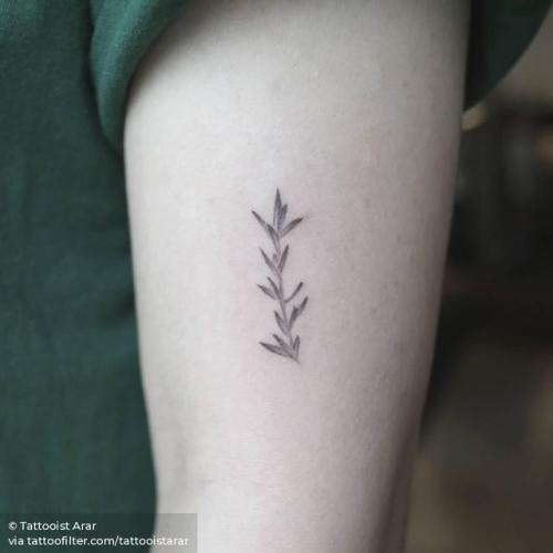 By Tattooist Arar, done in Seoul. http://ttoo.co/p/29157 rosemary;flower;tattooistarar;small;single needle;facebook;nature;twitter;minimalist;upper arm