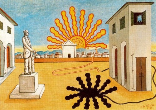 artist-dechirico:Rising sun on the plaza, 1976, Giorgio de...