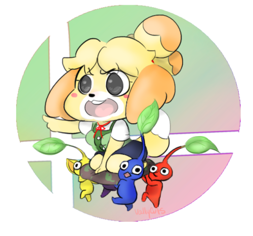 pinkvallycuts:Isabelle and some Pikmin❤