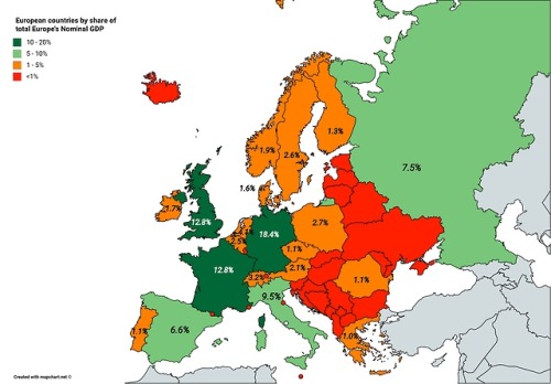 mapsontheweb:European countries by share of total Europe’s...