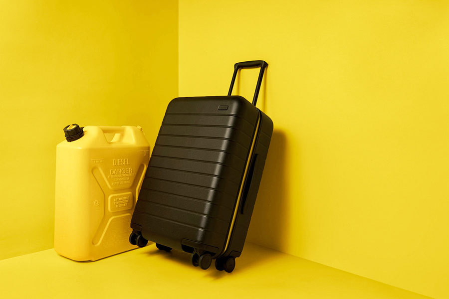 away yellow suitcase