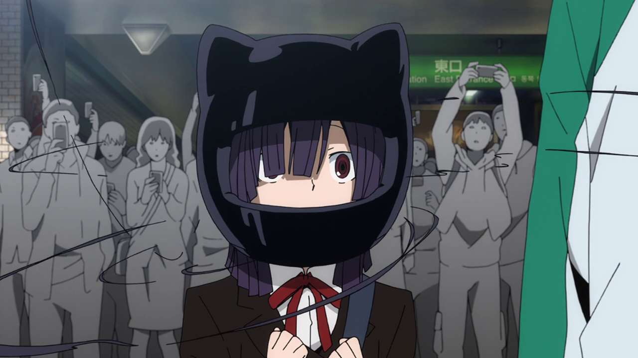 The Anime Van, Tiny kitty motorcycle helmet on the girl who looks...