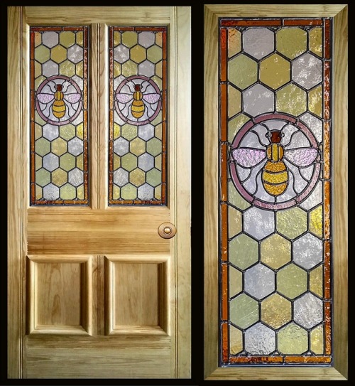 sosuperawesome:Stained Glass Bee and Honeycomb PanelsLight...