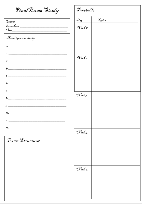 FREE STUDY PRINTABLE SHEETS Hello everyone! So I... - Blank Page