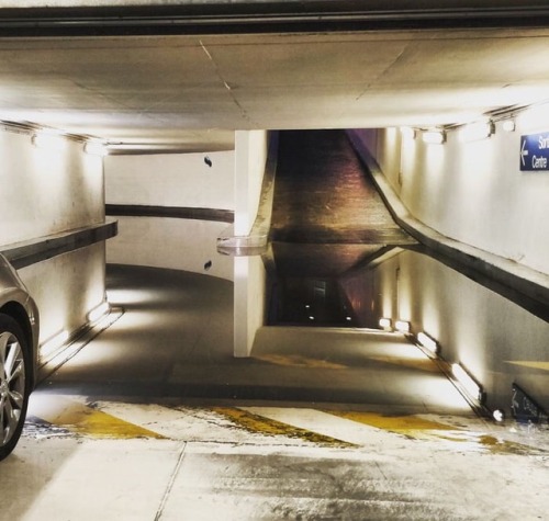 cannotunsee:Parking Garage Puddle Creates Surreal...