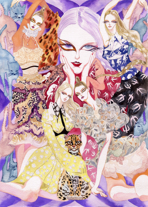 Marc Jacobs Miu Miu fashion illustration Miu Miu girl illustration kitten cat girl cat