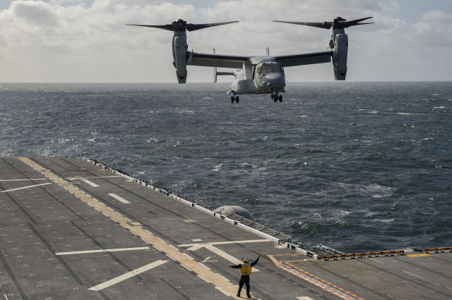 Military Armament | A tilt-rotor MV-22 Osprey assigned to the...