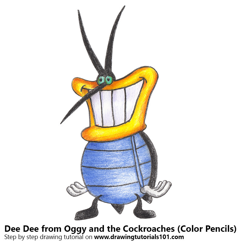 DrawingTutorials101.com • Dee Dee from Oggy and the Cockroaches with ...