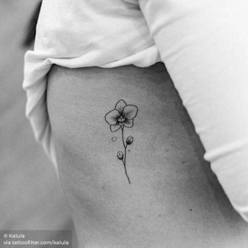 By Kalula, done at Fine Line Tattoos, Melbourne.... flower;small;orchid;kalula;rib;tiny;hand poked;ifttt;little;nature
