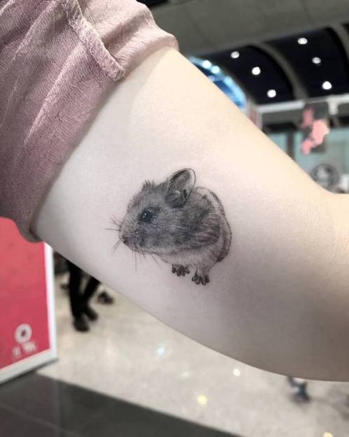 By Ray Samurai Tattoo, done at Samurai Tattoo, Shanghai.... small;single needle;animal;hamster;tiny;rodent;ifttt;little;inner forearm;ray