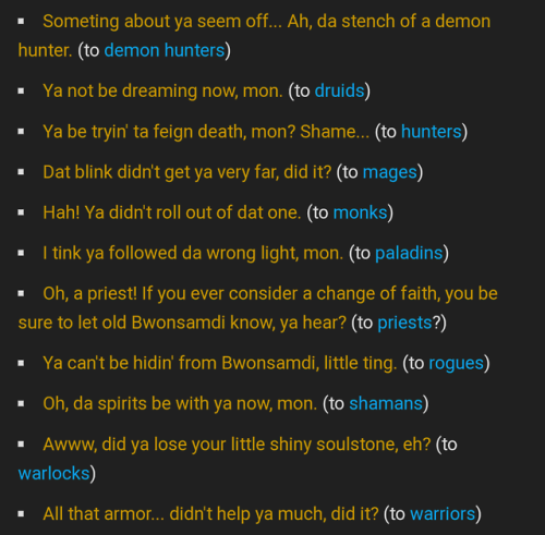 everythingsahunterweapon:bagelbarton:All of Bwonsamdi’s lines...